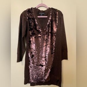 Brown metallic mermaid scale FRENCH CONNECTION dress/shirt. Very classy